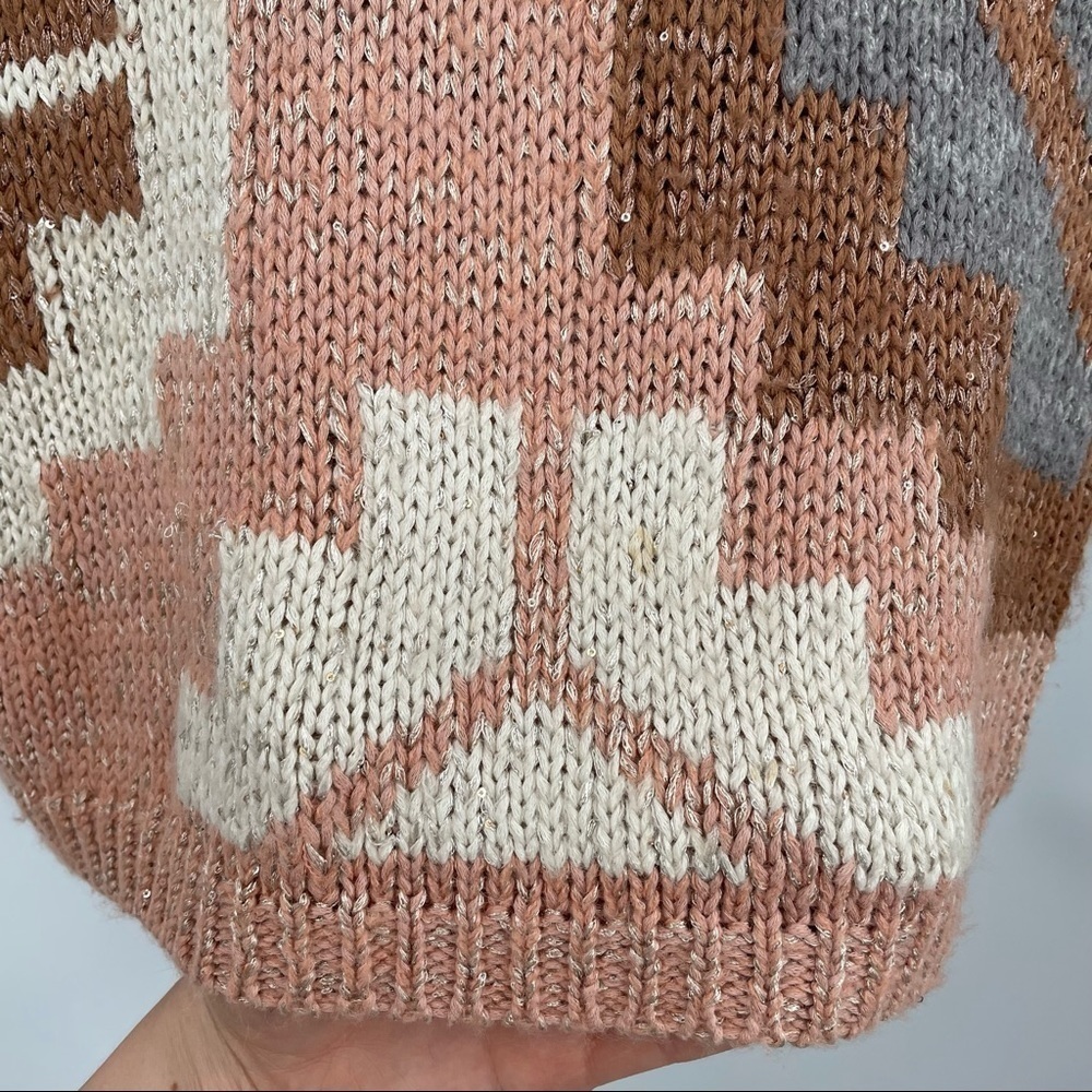 Sundance Pink Tribal Sweater with Sequin Sequin Detail - Picture 7 of 14